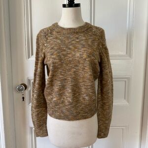 Madewell Women's Marled Brown Grey Wool Blend Puckered Long Sleeve Sweater XS
